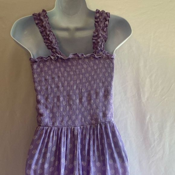 Purple Sleeveless Mini Sundress with Square Neck - Picture 4 of 6